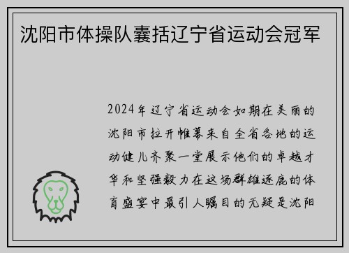 沈阳市体操队囊括辽宁省运动会冠军
